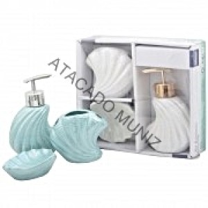 JOGO DE BANHEIRO PORCELANA ARIEL PEARL