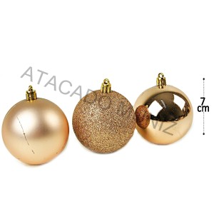 BOLA DE NATAL RIO MASTER MISTA FOSCA, LISA, GLITTER CHAMPANHE 5CM