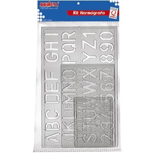 KIT REGUA NORMOGRAFO WALEU CRISTAL