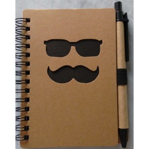 CADERNO DE ANOTACOES BIGODE COM CANETA