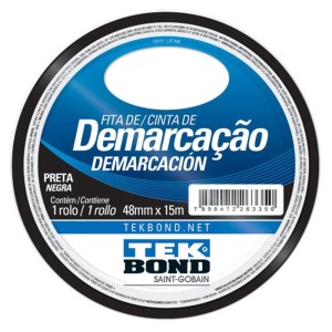 FITA ADESIVA TEK BOND DEMARCACAO 48MMX15M PRETO