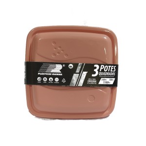 KIT 3 POTES RAINHA QUADRADO 700ML TRANSPARENTE