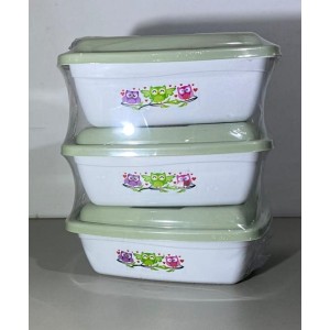 KIT 3 POTES RAINHA 700ML RETANGULAR DECORADO