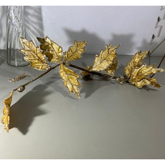 GALHO DE FOLHAS DE VELUDO BERRIES ROSEGOLD 88CM