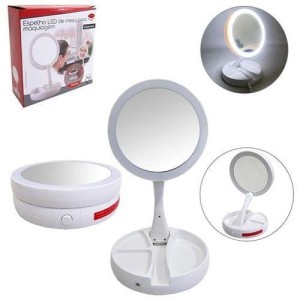 ESPELHO LED TOP RIO DE MESA PARA MAQUIAGEM DUPLA FACE