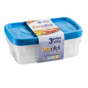CONJUNTO SANTANA SANCLICK 3 POTES 300ML RETANGULAR GRADUADO CORES SORTIDAS