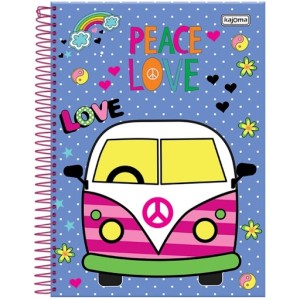 CADERNO PEACE LOVE KAJOMA 10 MATERIAS